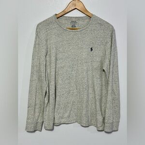 Custom Fit Polo Ralph Lauren Long Sleeve T-Shirt Men's Medium Heather Color Gray